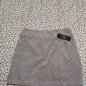 Lulu's Gray Corduroy Mini Skirt New With Tags